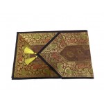 Indian Silk Table Runner with 6 Place Mats & 6 Coaster in Brown Color Size 16x62